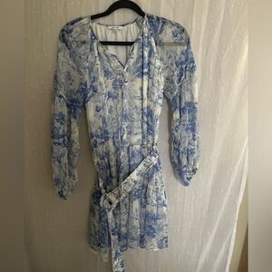 Blue and white long sleeve dress